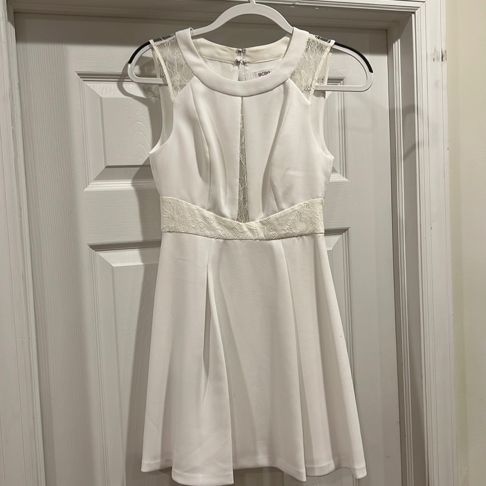 BCBG generation white lace insert dress